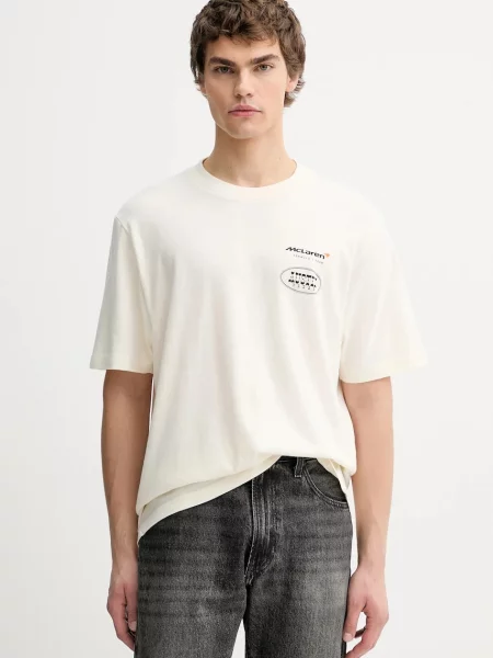 Тениска Abercrombie & Fitch с принт бежово
