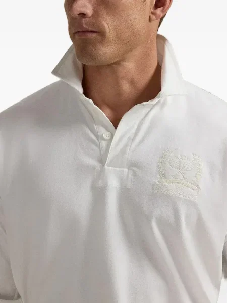 Tricou polo Polo Ralph Lauren cu broderie cu glugă din piele negru