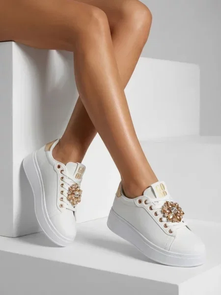 Teniși Resti cu platformă alb