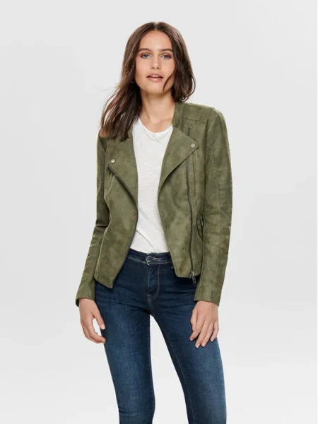 ONLY Яке от имитация на кожа Ava зелен