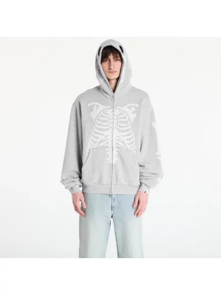 Sweatshirt A BATHING APE Skeleton Shark Heavy Washed Cropped Fit Full Hoodie M Gray S