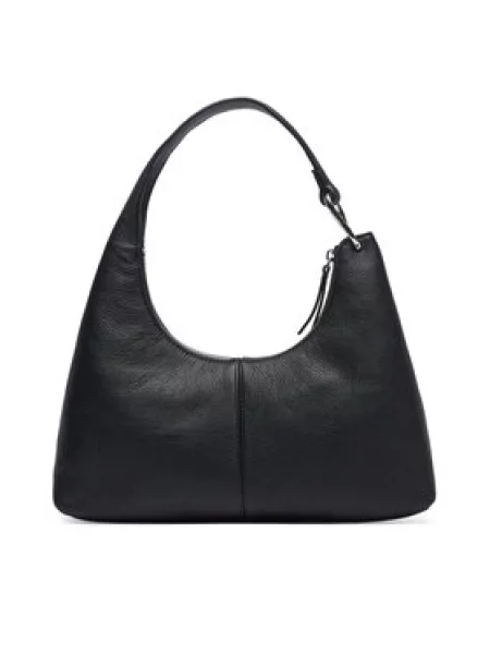Calvin Klein Torbica Slouchy Leather Shoulder Bag crna