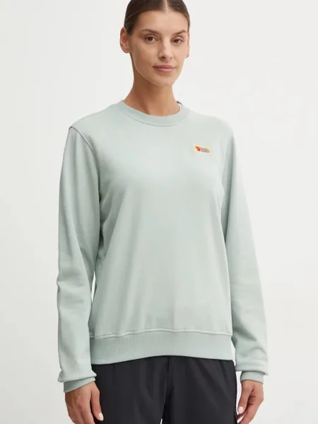 Fjallraven bluză trening Vardag turcoaz neted verde