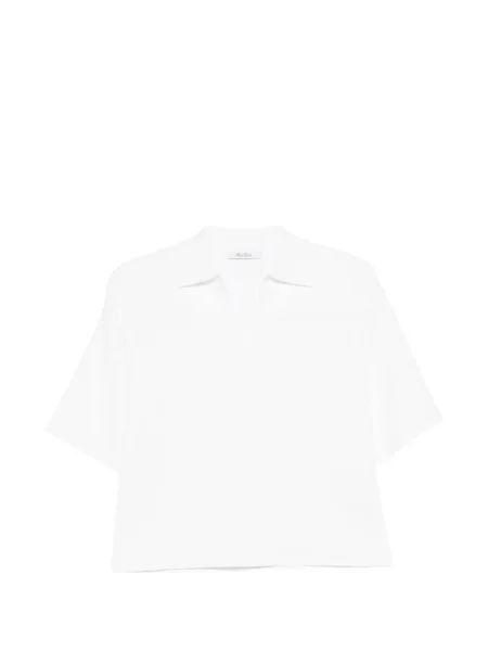 V-nyakú póló Max Mara fehér