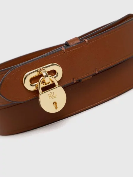 Шкіряний Lauren Ralph Lauren бежевий