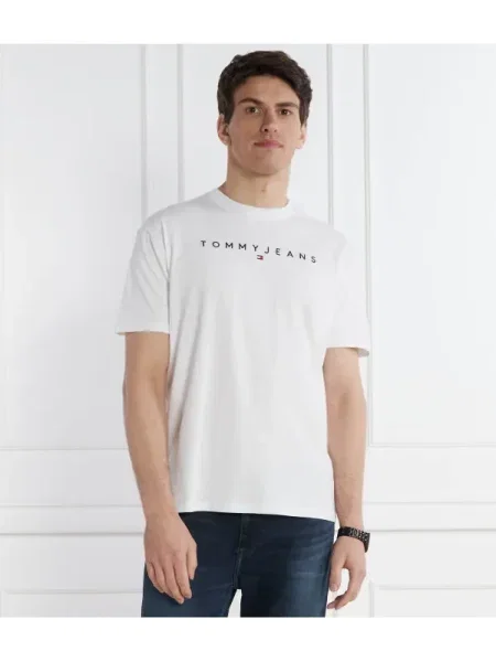 Tommy Jeans Tricou LINEAR LOGO TEE EXT alb