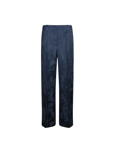 Lniane spodnie Incotex niebieskie