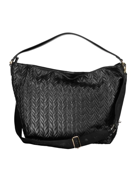 Lniana torebka hobo Valentino By Mario Valentino czarna