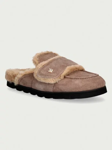 Steve Madden șlapi pentru femei din piele întoarsă Bomb-SM bej