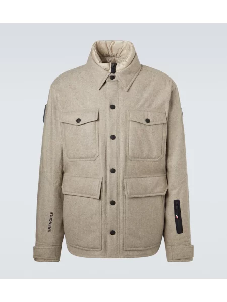 Volnena smučarska jakna Moncler Grenoble bež