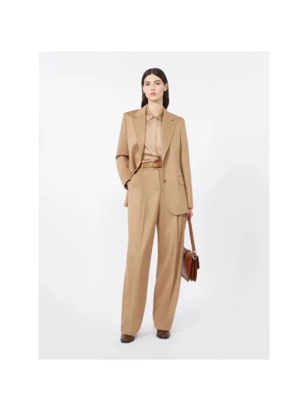Spodnie Max Mara Studio wełniane brązowe