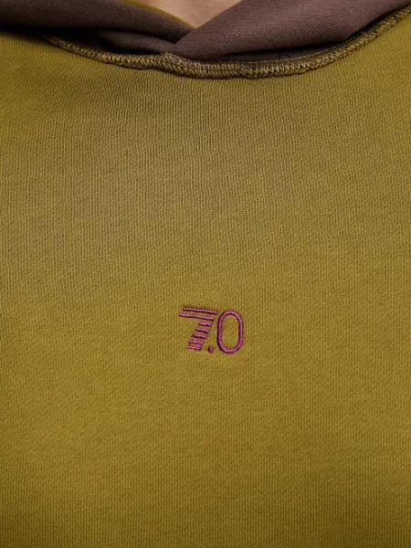 Однотонный свитер Ea7 Emporio Armani с капюшоном коричневый