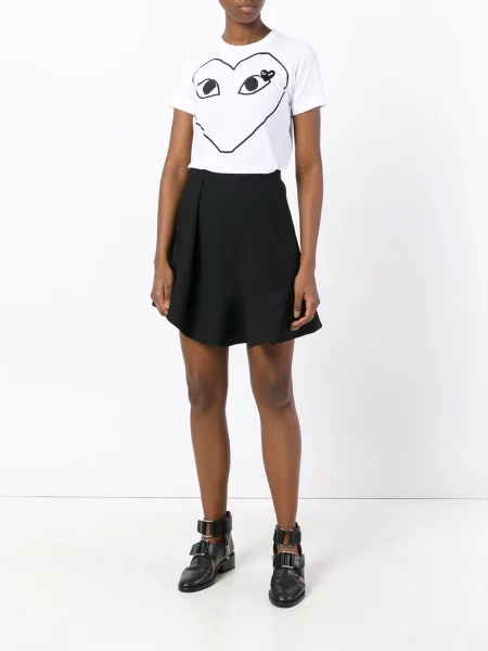Raštuotas marškinėliai Comme Des Garçons Play su širdelėmis balta