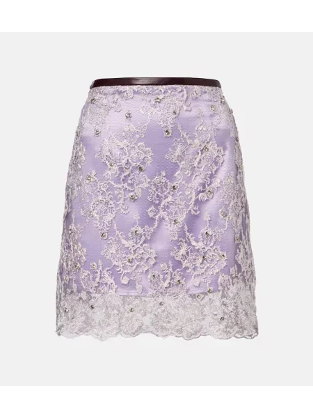 Spódnica Jacques Wei koronkowa fioletowa