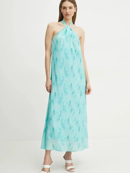 Fracomina rochie turcoaz maxi evazati albastru