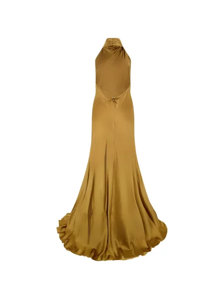 Rochie maxi Ellery de mătase cu gât halter verde