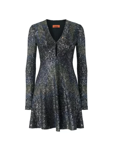 Rochie Missoni cu paiete cu decolteu în V negru