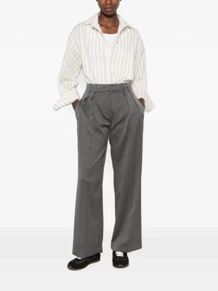 Pantaloni Patrizia Pepe cu model herringbone gri