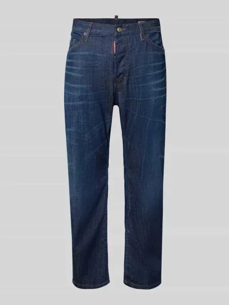 Jeansy o kroju straight fit z mieszanki bawełny Dsquared2 Ready To Wear niebieskie