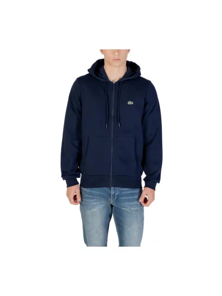 Bluza rozpinana Lacoste z kapturem z długim rękawem niebieska