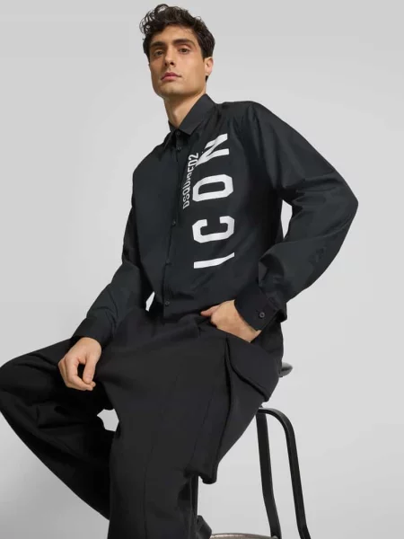 Koszula casualowa o kroju regular fit z nadrukiem z logo Dsquared2 czarna