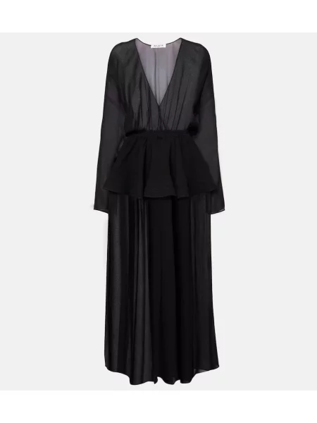 Cu peplum rochie midi Alaïa până la genunchi de costum negru
