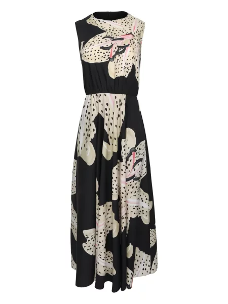 Rochie midi Giambattista Valli cu model floral până la genunchi de costum negru