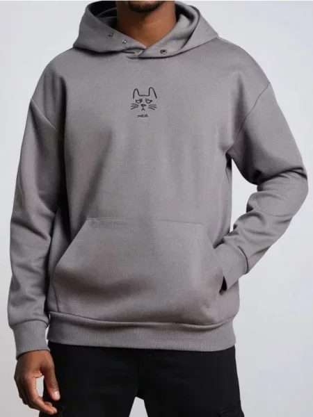 Sinsay Bluza hoodie z haftem szary