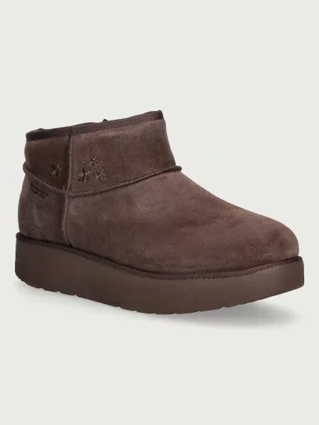 Skechers KEEP COZY śniegowce skórzane brązowe