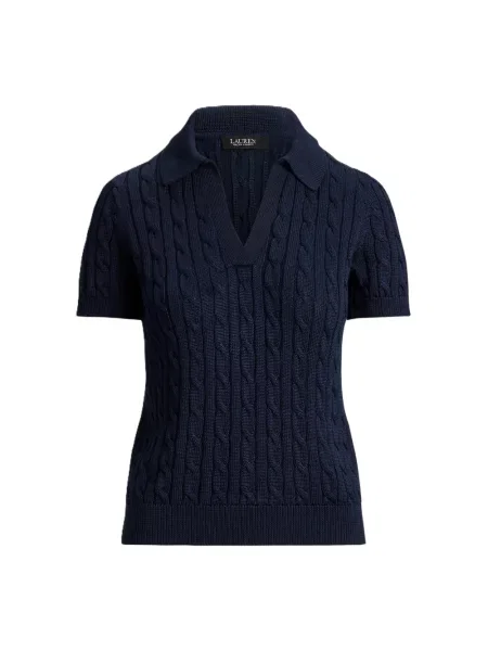Koszulka polo o kroju regular fit z tkanego materiału – mieszanka bawełny Lauren Ralph Lauren niebieska