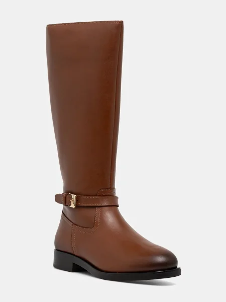 Lung cizme Tommy Hilfiger din piele cu cataramă maro
