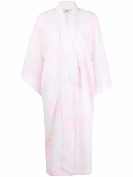 Květinový retro kabát A.n.g.e.l.o. Vintage Cult s potiskem bílý