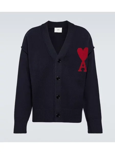 Kardigan Ami Paris wełniany niebieski