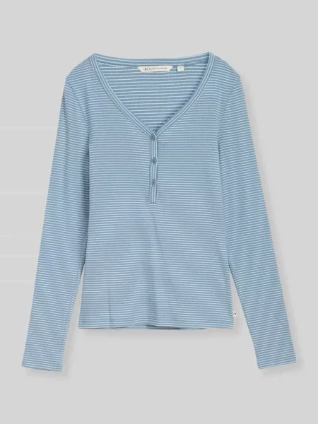 Bluzka z długim rękawem o kroju regular fit z dekoltem henley Tom Tailor Denim