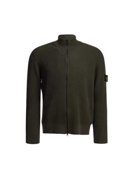 Kardigan Stone Island wełniany z kamieniami zielony