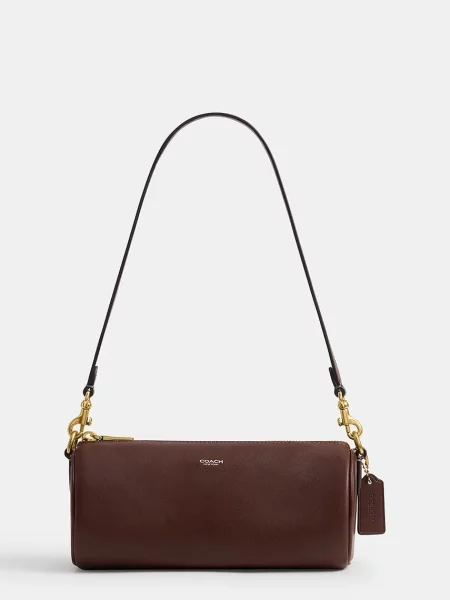 Coach torebka crossbody skórzana Barrel brązowa