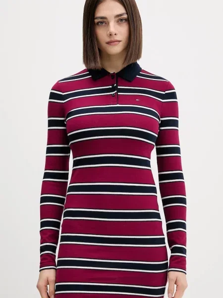 Tommy Jeans rochie bordo mini mulata roșu