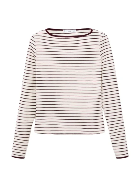 MANGO Tricou PORTA roșu bordeaux alb