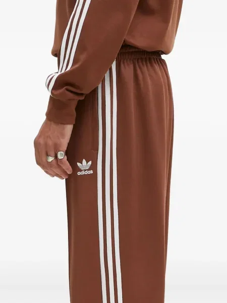Pantaloni palazzo Adidas cu dungi plisat cu imagine albastru
