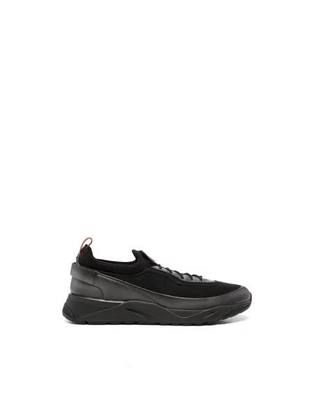 Sneakersy Santoni sznurowane skórzane czarne