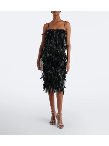 Rochie de cocktail Costarellos cu franjuri negru