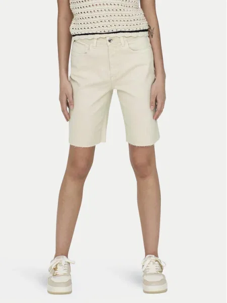ONLY Pantaloni scurți de blugi Emily Écru Mom Fit