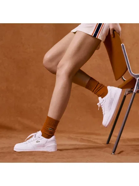 Lacoste Skórzane Sneakersy T-Clip Set białe