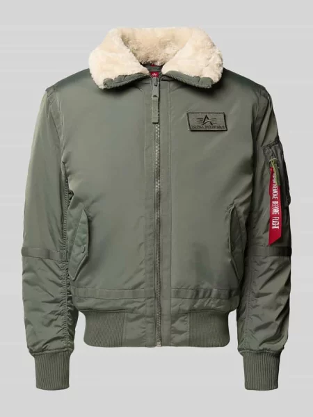 Bomberka z zamkiem błyskawicznym i naszywką z logo Alpha Industries oliwkowy