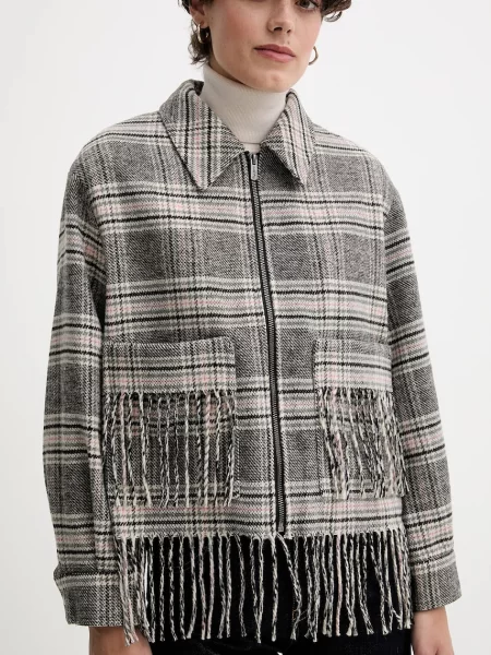 Шерстяная джинсовая куртка Pepe Jeans серая