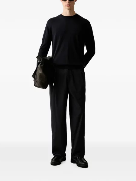 Pulover Emporio Armani de mătase albastru