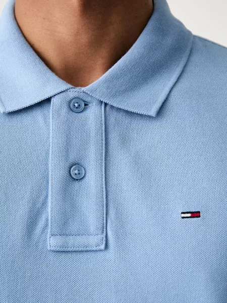 Tommy Jeans тениска с яка мъжка от синьо