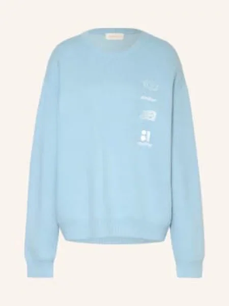 Another Cotton Lab Sweter Oversize Far Away From Home blau biały