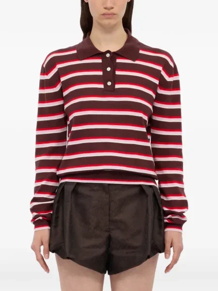 Tricou polo Msgm cu dungi maro
