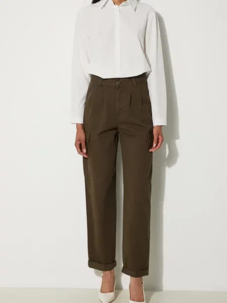 Carhartt WIP spodnie fason cargo high waist Collins Pant zielony